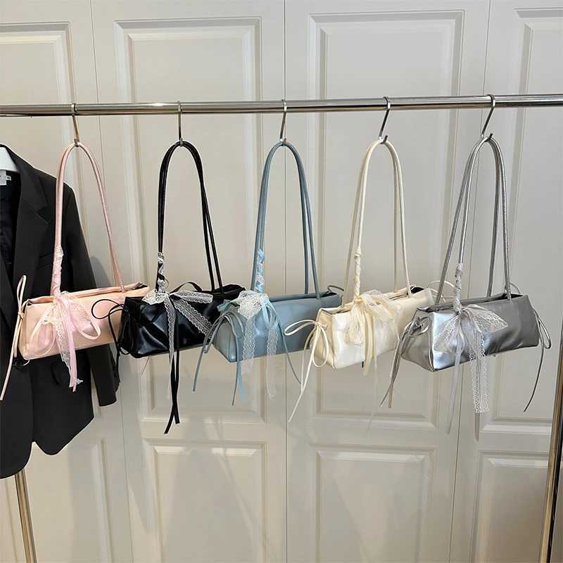 French Elegant Square Bag Korean Bow Decoration Pu Highquality Bag Niche Simple Ballet Style Shoulder Bag New Casual Women Bags Z250911