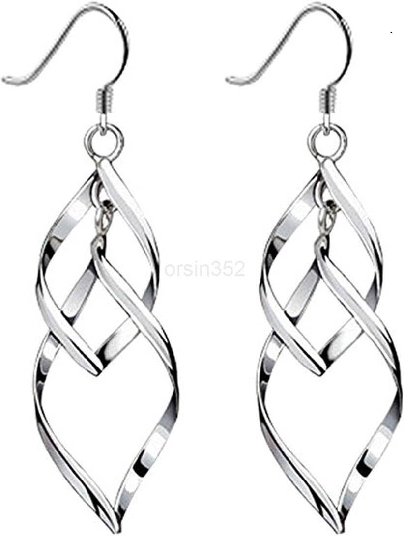 Silver Earrings dangle Hoops Elegant rotating Earring for WomensW250911