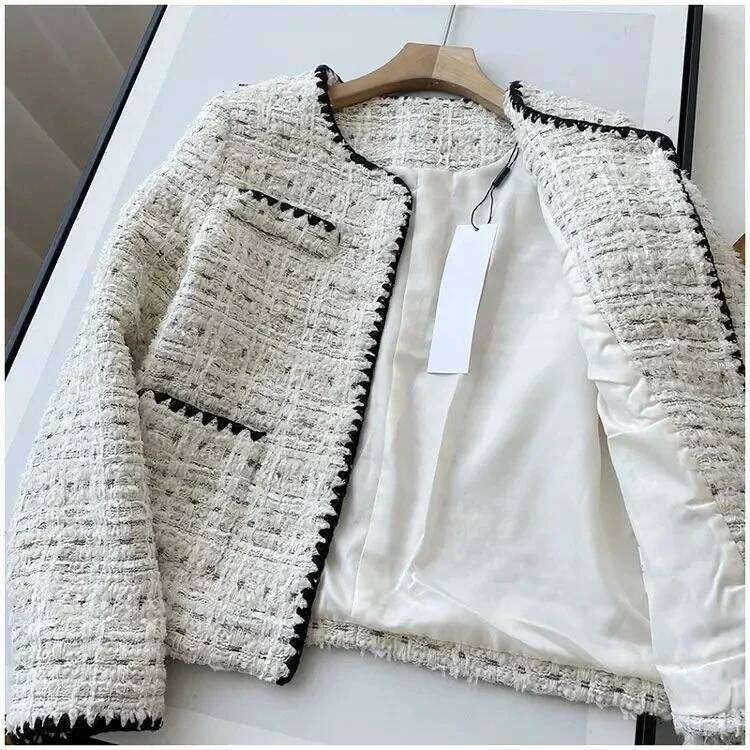 Spring Autumn Jacket Design Fashion Sweet Tweed Blazers Women New French Elegant Office Lady Woolen Short Suit Coats