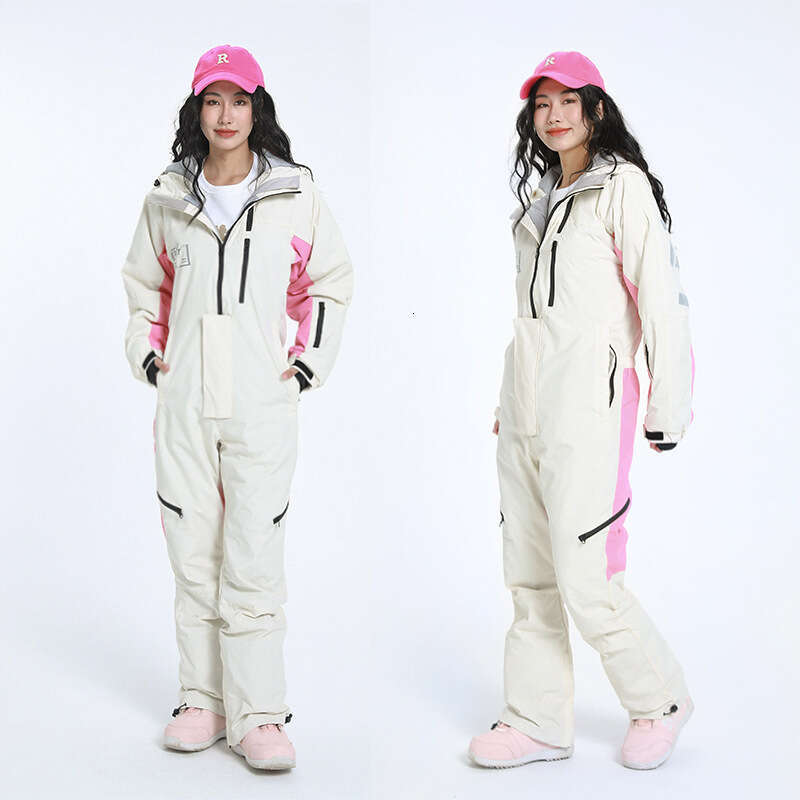 One-Piece Ski Suit Winter Suspenders Couple Snowboard Double Board Pantsuits Purple Men And Women
