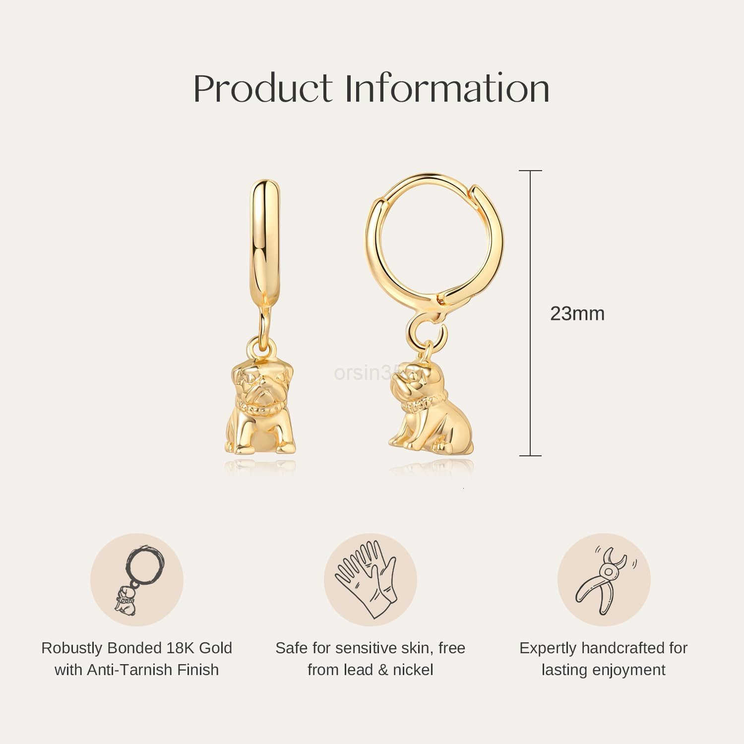 Gold Dangle Drop Huggie Hoop Pendant Earrings with Dainty Small Charms for WomenW250911