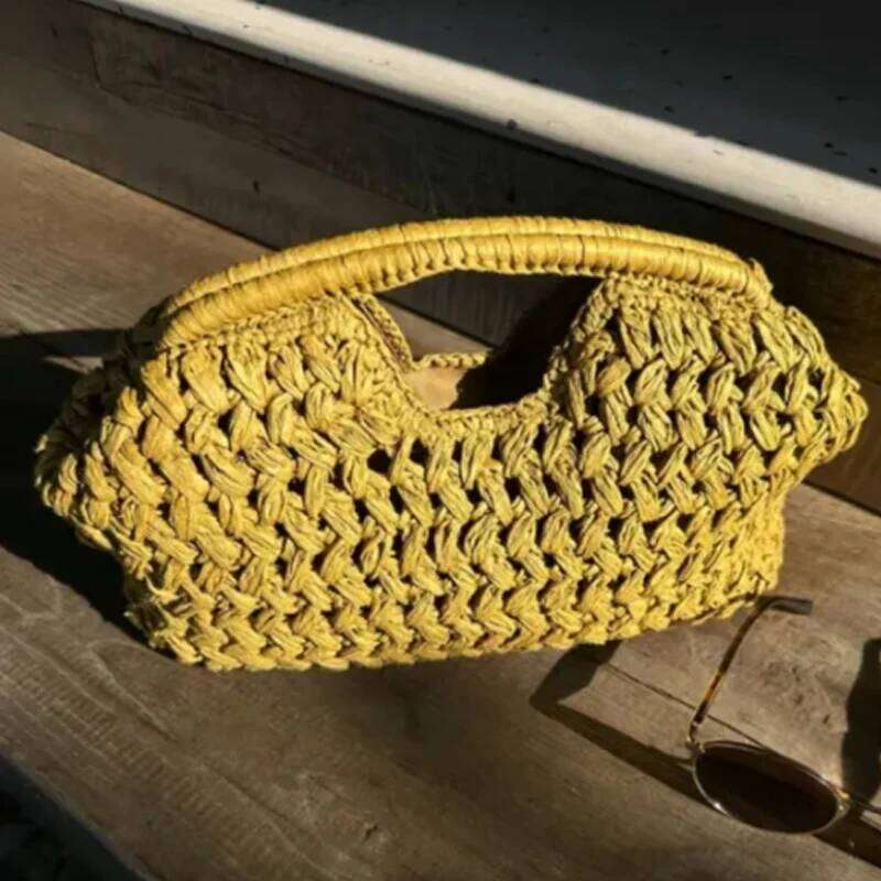 Fashion Straw Cloud Woven Clip Shell Bag Handmade Handbags Elegant Summer Beach Bags Clutch Purses For Holiday Party