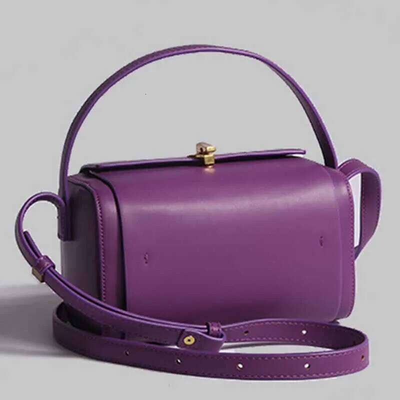Hand Held Bags Women S New Fashion Lock Design Berry Purple All Match Niche Light Messenger Bag