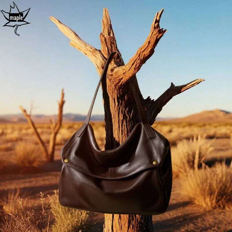 New Coffee Black Color Large Capacity Casual Genuine Cow Leather Soft Women Handbag Euro Business Travel Female Shoulder Bag 250805 250805