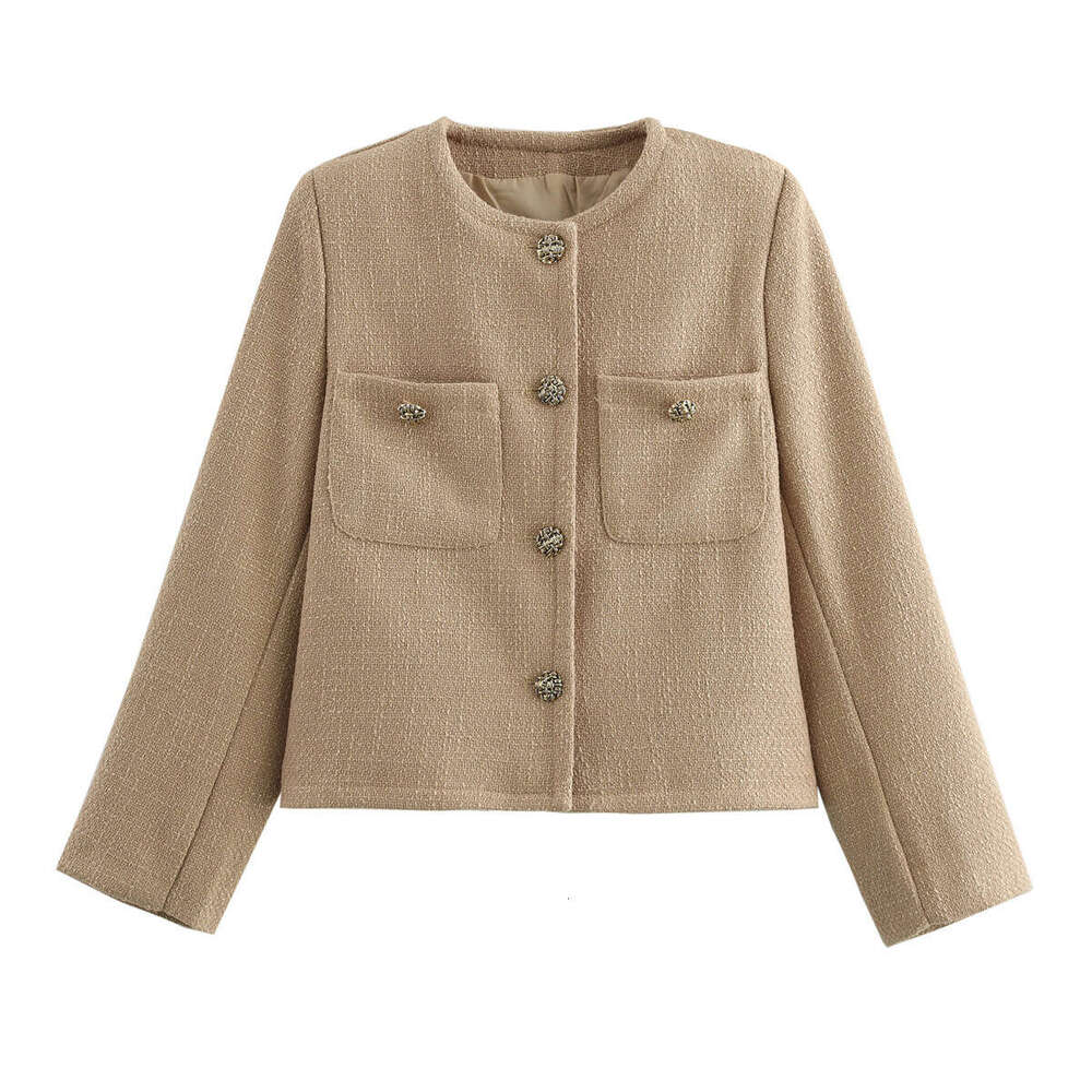 DHEssentials 2025 Fashion Simple Elegant High-end Round Neck Loose Chanel Style Solid Color Jacket