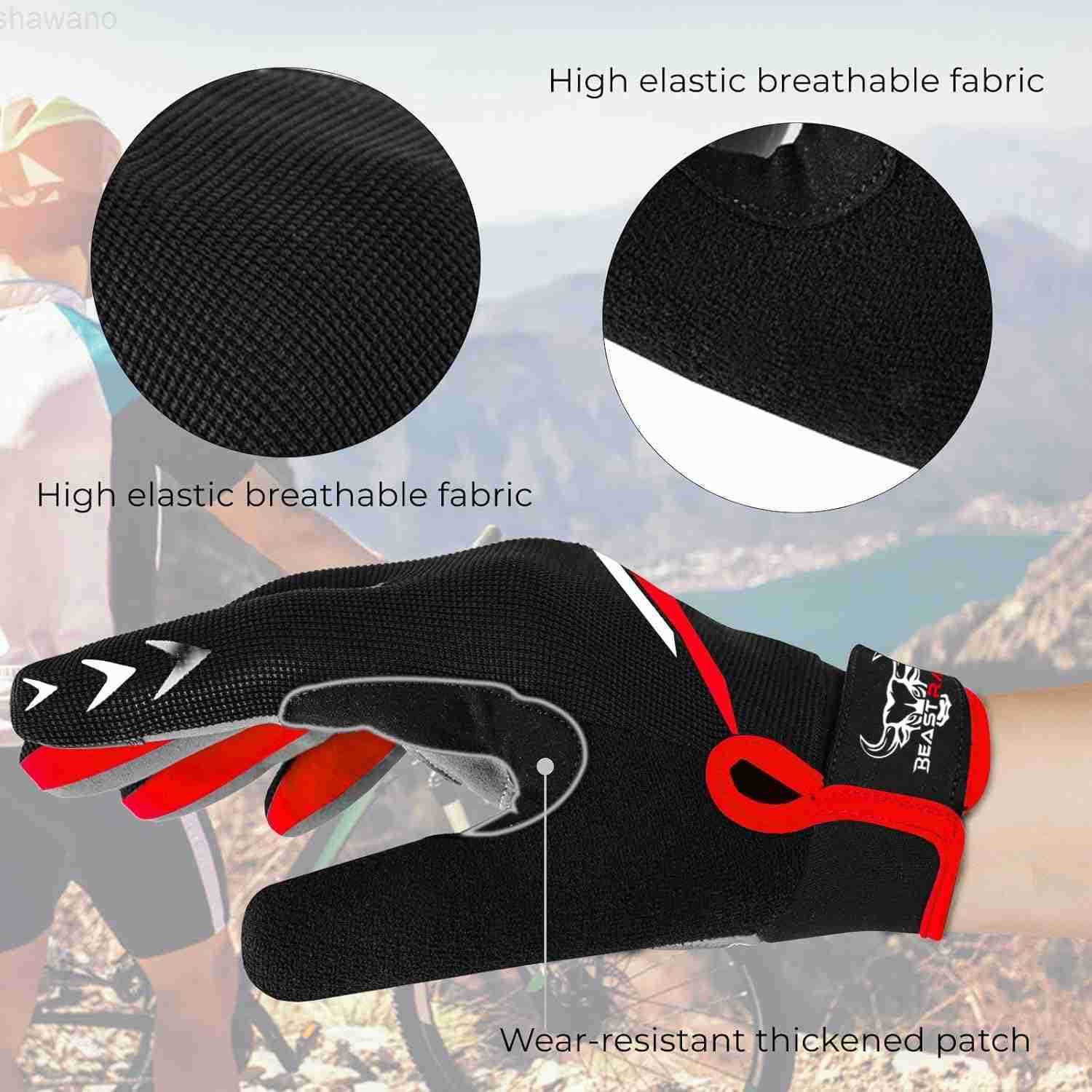 Finger Cycling Gloves with Padding for Men Women AntiSlip Shock Absorbing Breathable Touchscreen Mountain Bike Gloves for BMX MTB Riding Road RacingW2