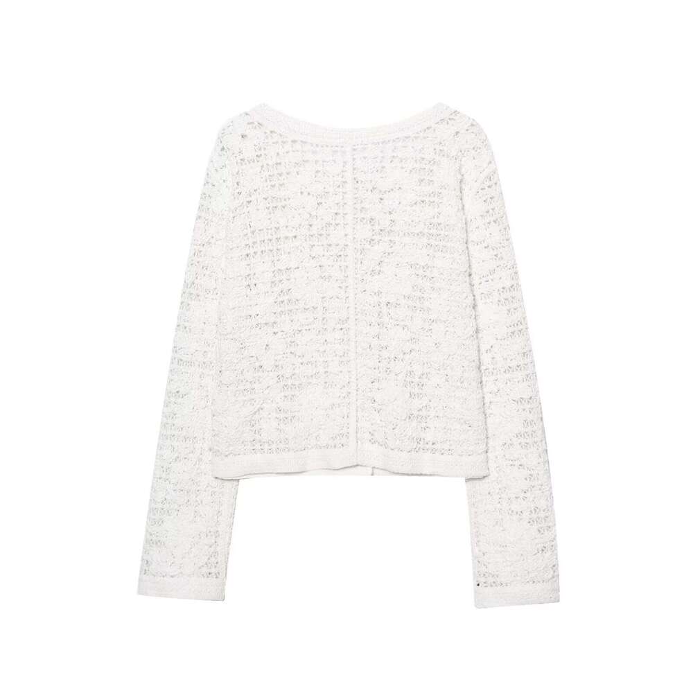 DHEssentials 2025 Fashion New Small Chanel Style Buttoned Crochet Jacket for Women 8779179