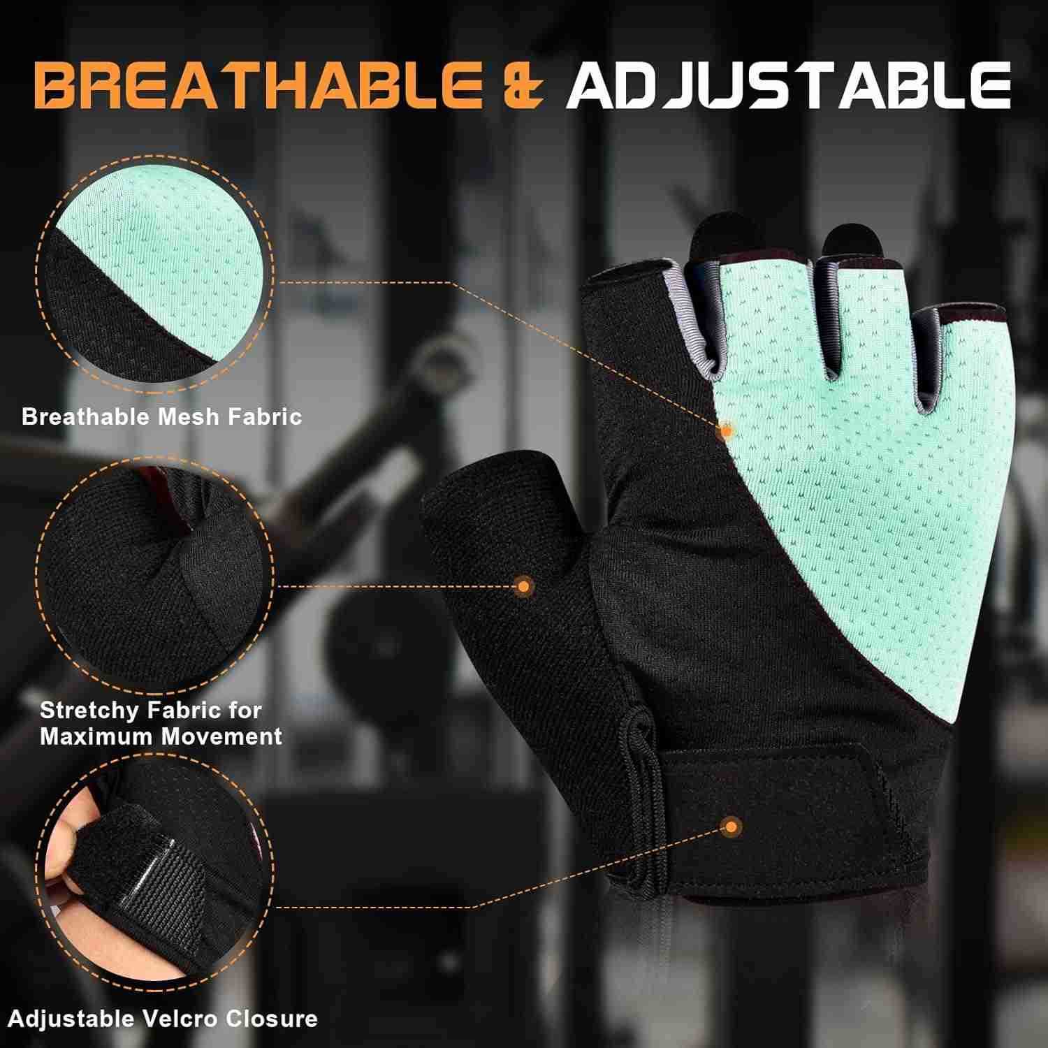 Gloves Fingerless Breathable Workout Gloves for Weightlifting Cycling MoreW250911