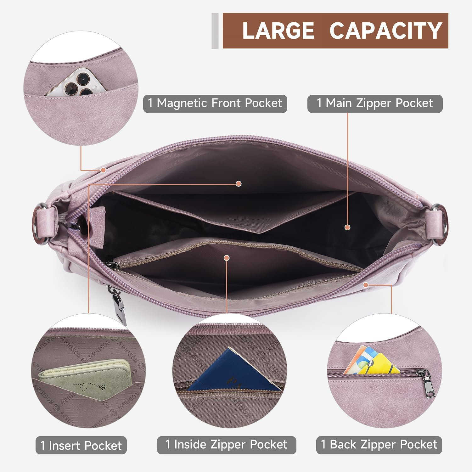 Trendy Leather Crossbody Purse with Adjustable Strap Womens Shoulder HandbagW250910