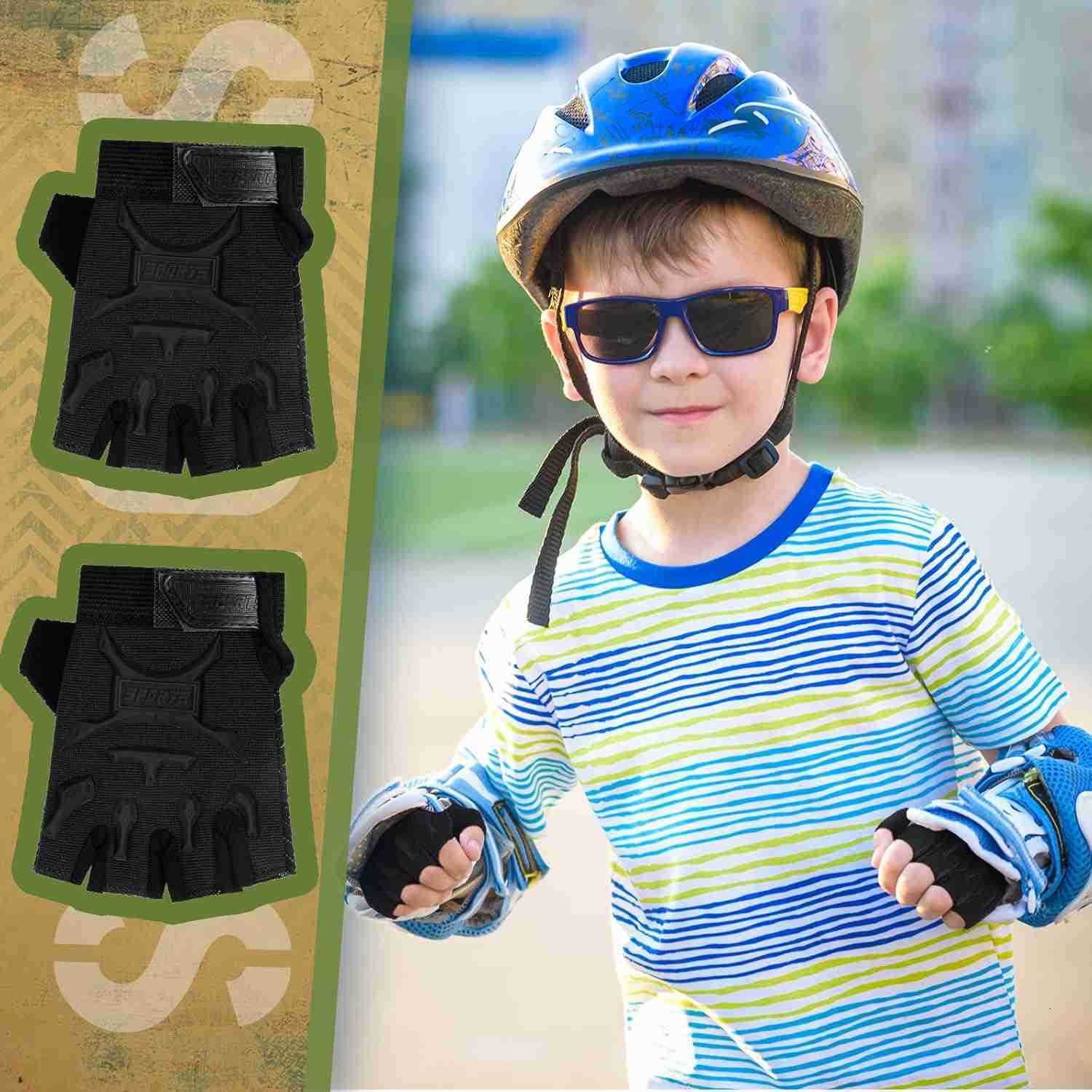 3 Pairs Half Finger Gloves Non Slip Gel Biking Adjustable Gymnastics Gloves for Girls BoysW250911