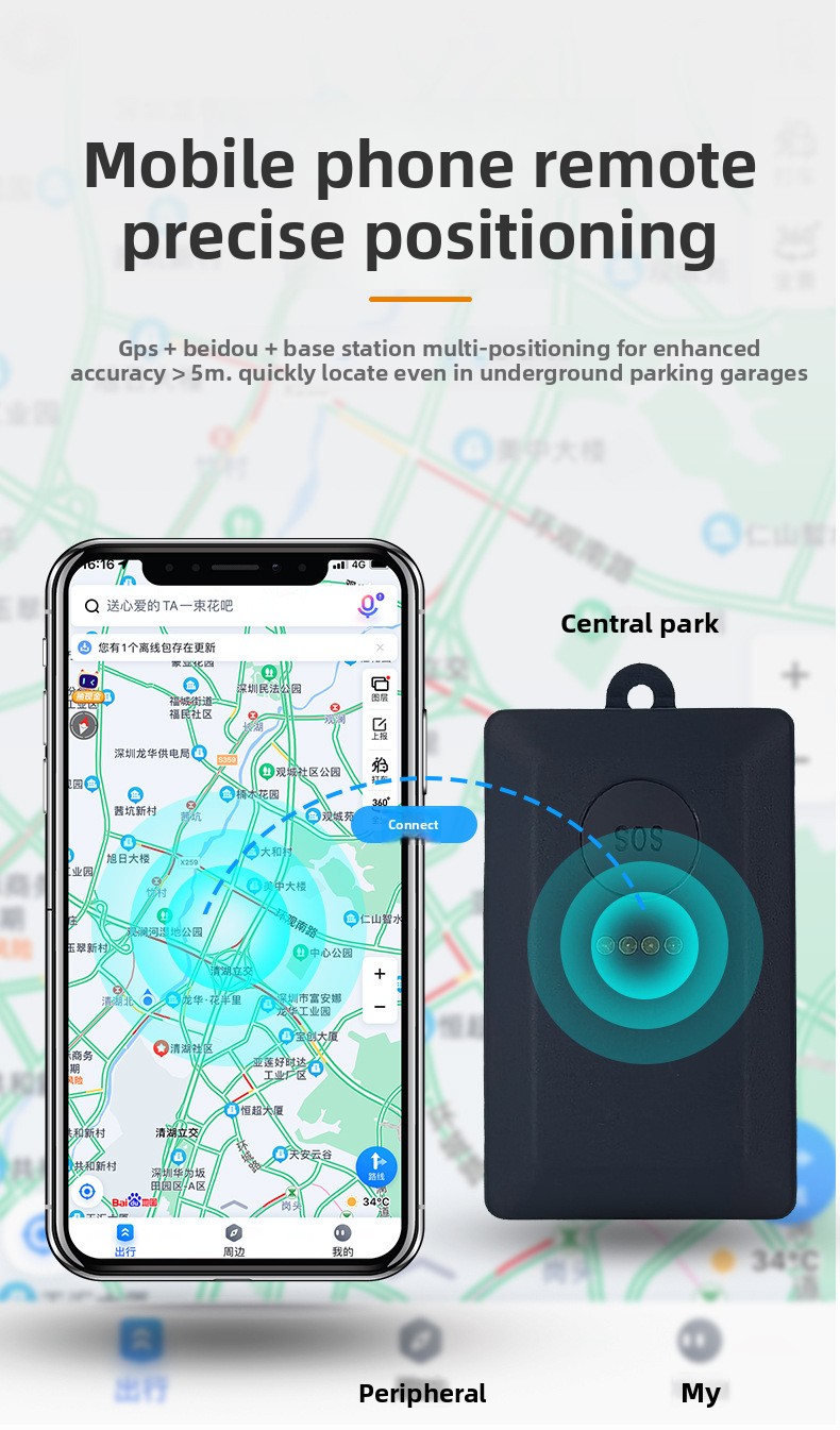 Global Universal International Edition Personnel Diving car GPS Tracker Anti-Lost Pets Waterproof Positioning Charging Portable Rechargeable 1600MA Ba