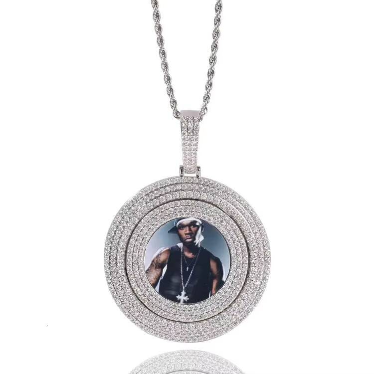 VVS Moissanite Picture Memory Diamond Round Shape Pendant S925 Silver with 18k Gold Plated for Charms