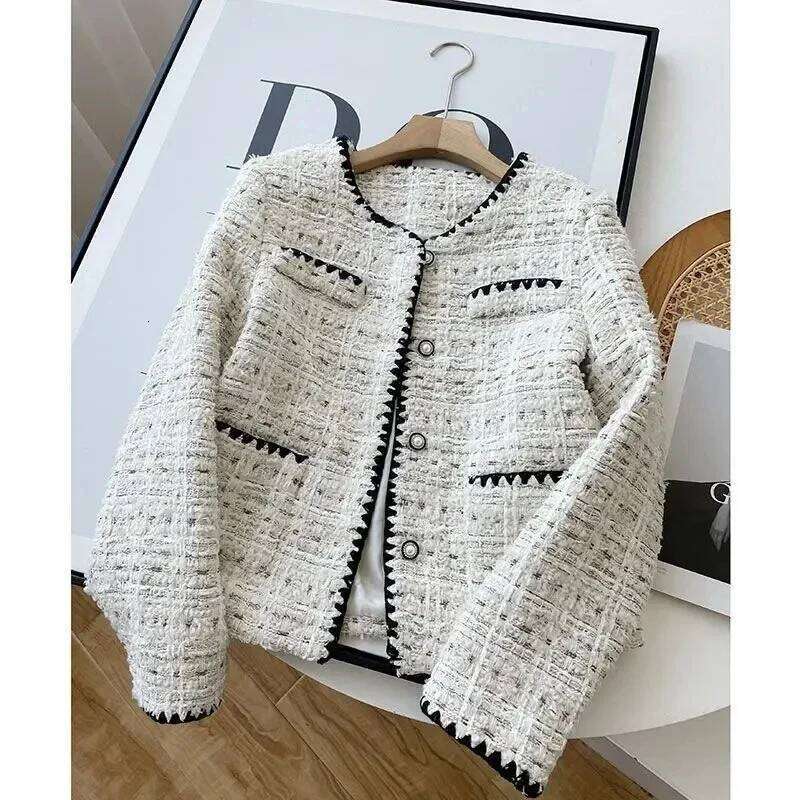 Spring Autumn Jacket Design Fashion Sweet Tweed Blazers Women New French Elegant Office Lady Woolen Short Suit Coats
