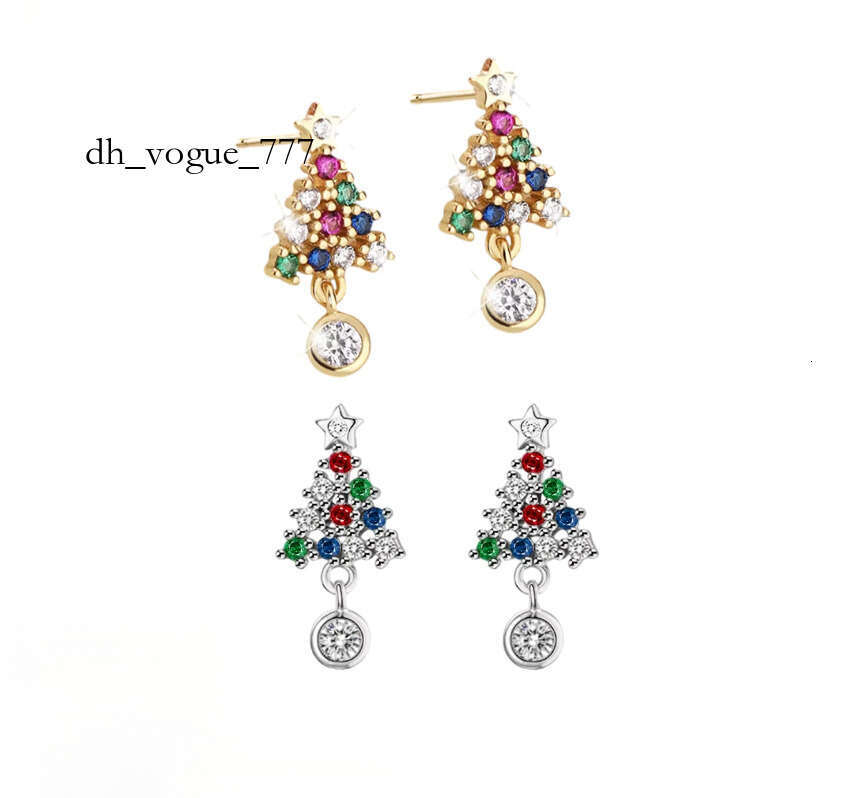 Sterling Sier Fine Stud Earrings Elegant Christmas Tree Jewelry Moissanite Colorful Dia Gold Inspired 'Little Red