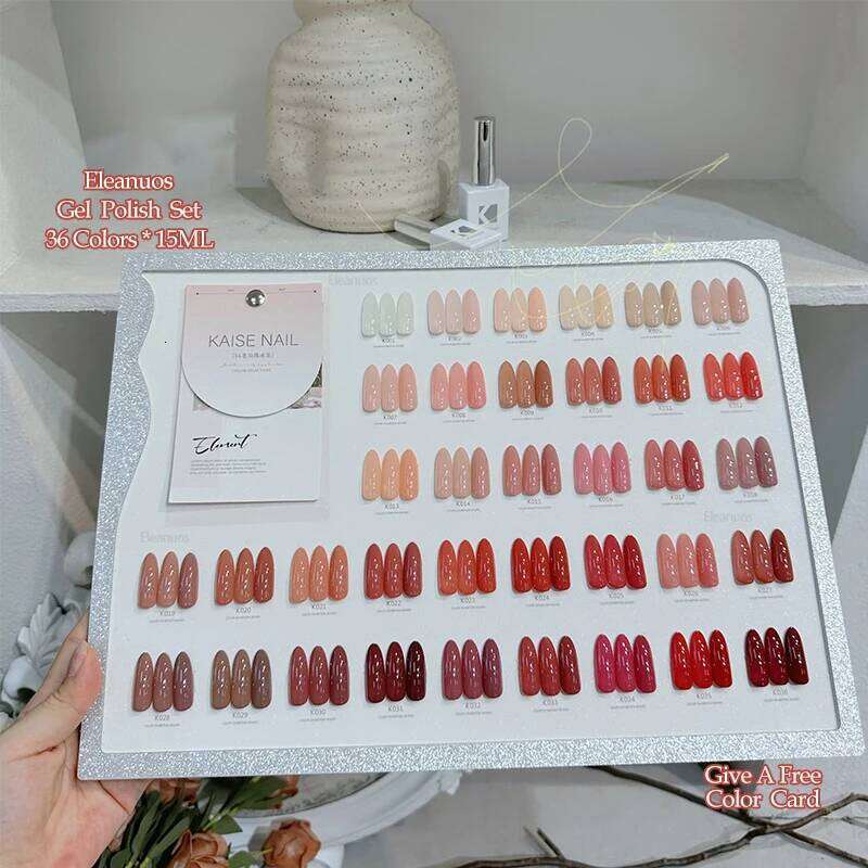 Eleanuos Ice Tea Gel Polishing 36Pcs Mixed Clearcoat Color Transparent Pink Semi Permanent Primer UV LED Nail Salon Jelly Nude