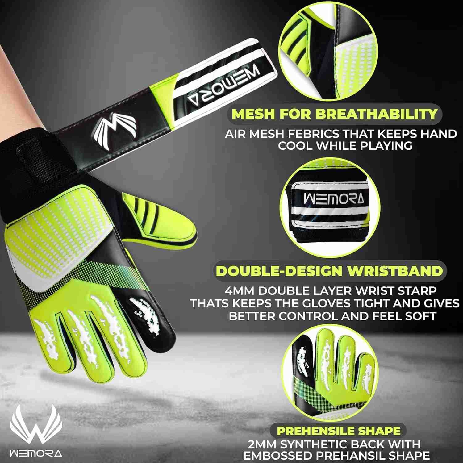 Goalie Gloves for Kids Youth Junior Boys 4mm Anti Slip Strong Grips Palm Football Goalkeeper GlovesW250911