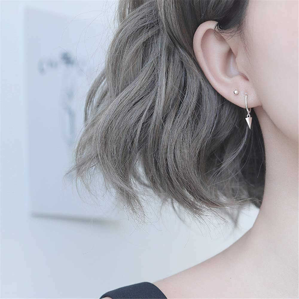 Punk Spike Dangle Drop Hoop Earrings for Women Teen Girls Men Sterling Silver Charms Hoops Cuff Cartilage Stud Tragus Helix Wrap Minimalist Geometric 