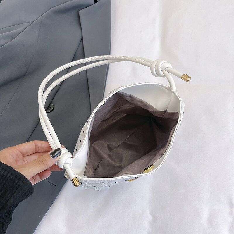 Women's 2024 Autumn New Simple Polka Dot Design Fashionable Elegant Cute Single Shoulder Crossbody Bucket Bag