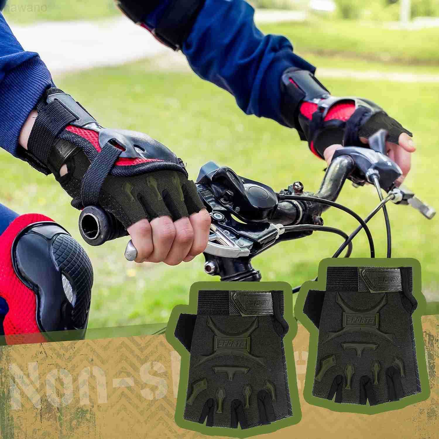 3 Pairs Half Finger Gloves Non Slip Gel Biking Adjustable Gymnastics Gloves for Girls BoysW250911