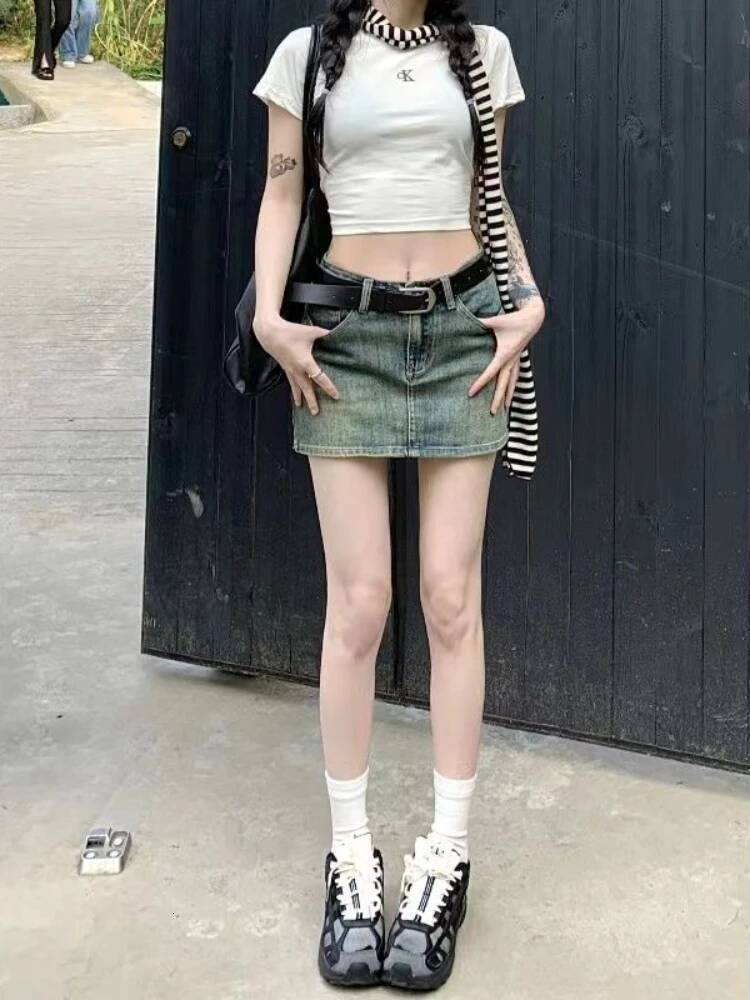 Mini Skirts Women Denim Hotsweet Summer Korean Style Retro Female Simple High Waist Design Fashion Streetwear All-match Elegant dongdumaoyi