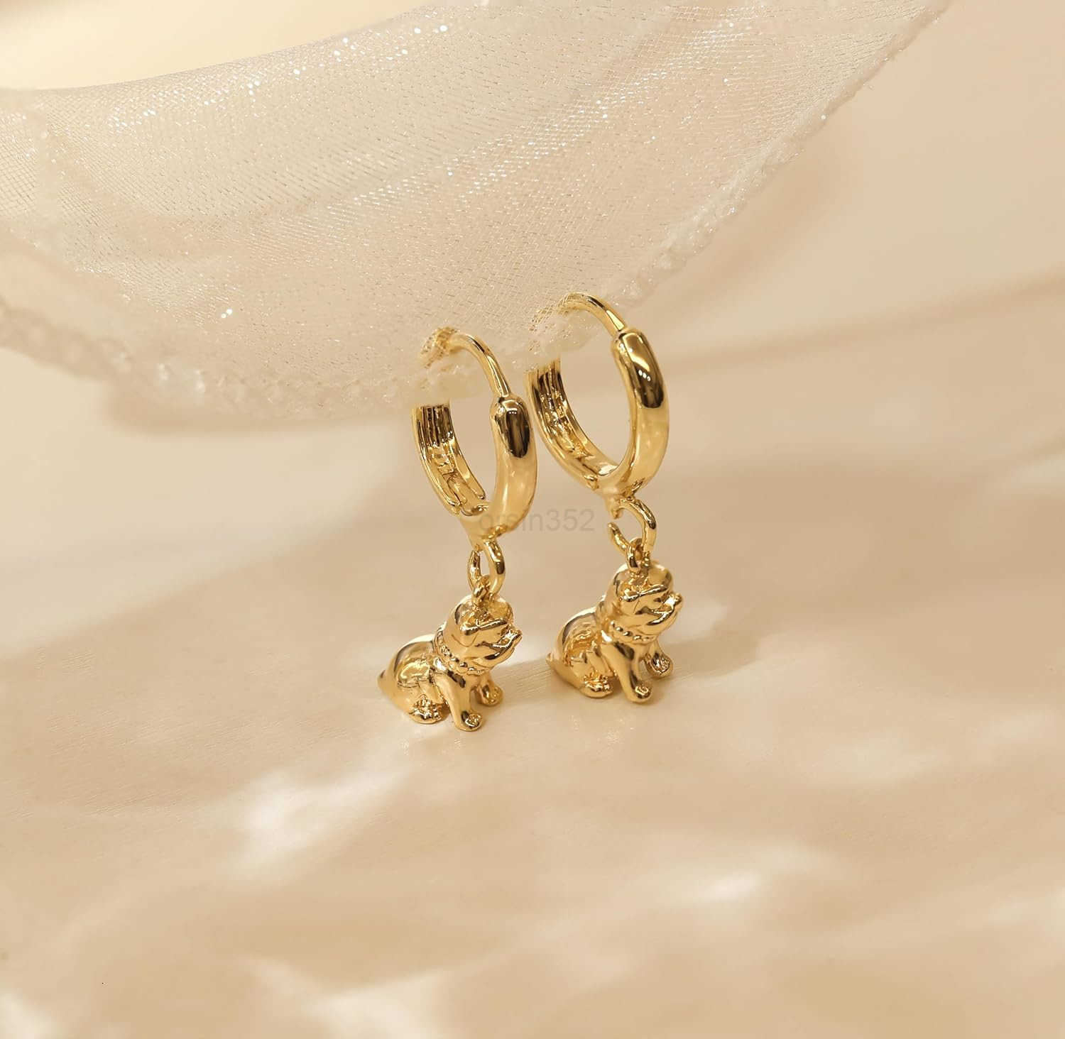 Gold Dangle Drop Huggie Hoop Pendant Earrings with Dainty Small Charms for WomenW250911