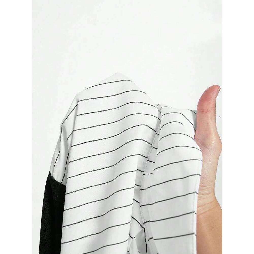 Women's Striped Spliced Lapel Shirt Elegant Fashion Style Business Casual Office Wear