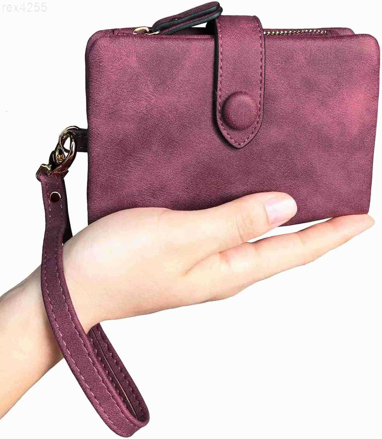 Womens Small Bifold Leather Wallets RFID Ladies Wristlet with Card Slots id Window Zipper Coin PurseW250911