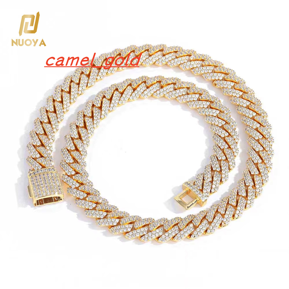 Hip Hop Jewelry 12mm Diamond Prong Cuban Link Chain White Gold Plated Cuban Chain Necklace for Men and Women