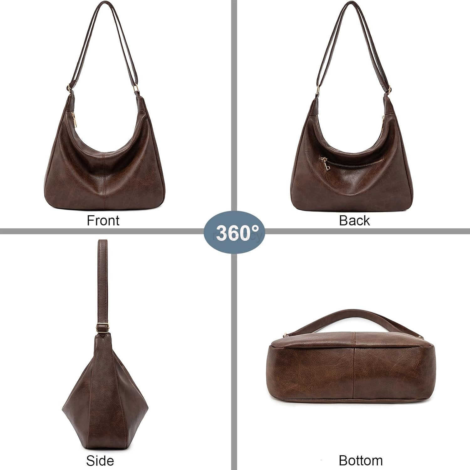 Bags for Women Foldable Vegan Leather Shoulder Handbag Slouchy Tote Crossbody PursesW250911