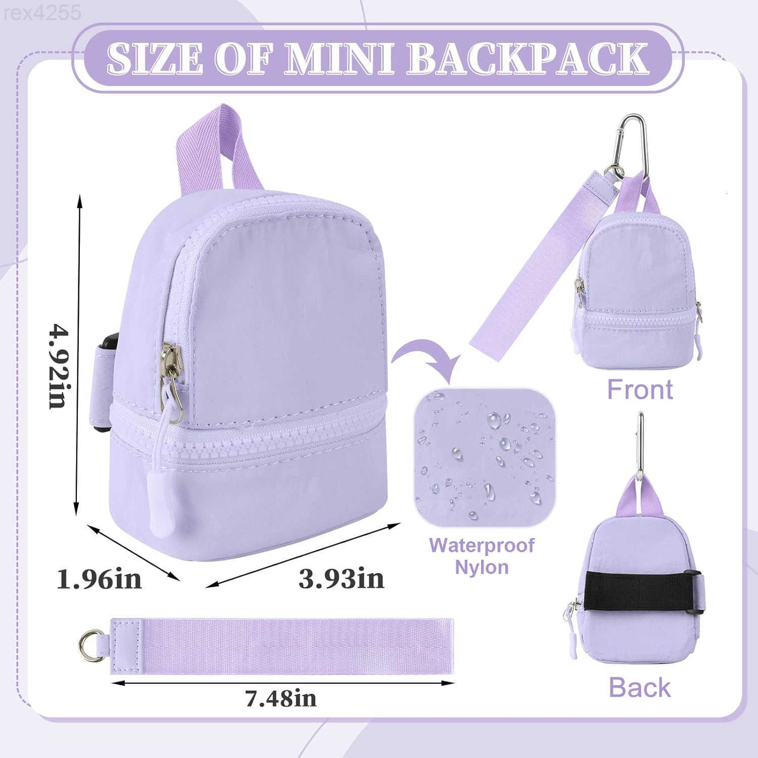 Mini Backpack Keychain Wristlet Wallet Pouch for WomenMenSmall Cute Change Coin Purse With 3 RFID Card SlotsPortable Waterproof Zipper Airpods Cosmeti