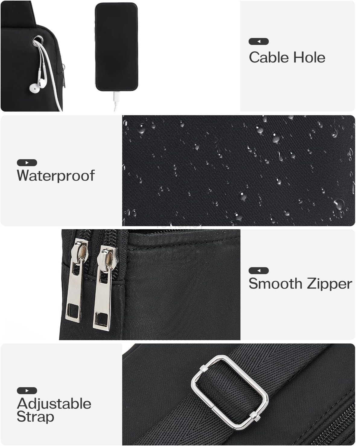 Small Crossbody Bags for Women and Men Sling Bag Trendy Fanny Packs Chest Bag with Extended StrapW250911
