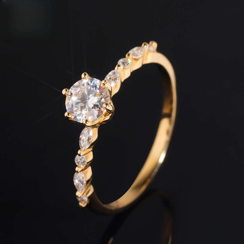 Fine Jewelry 0.54ct 14k Solid Gold Womens GRA Certified Engagement Moissanite Dia Wedding Rings