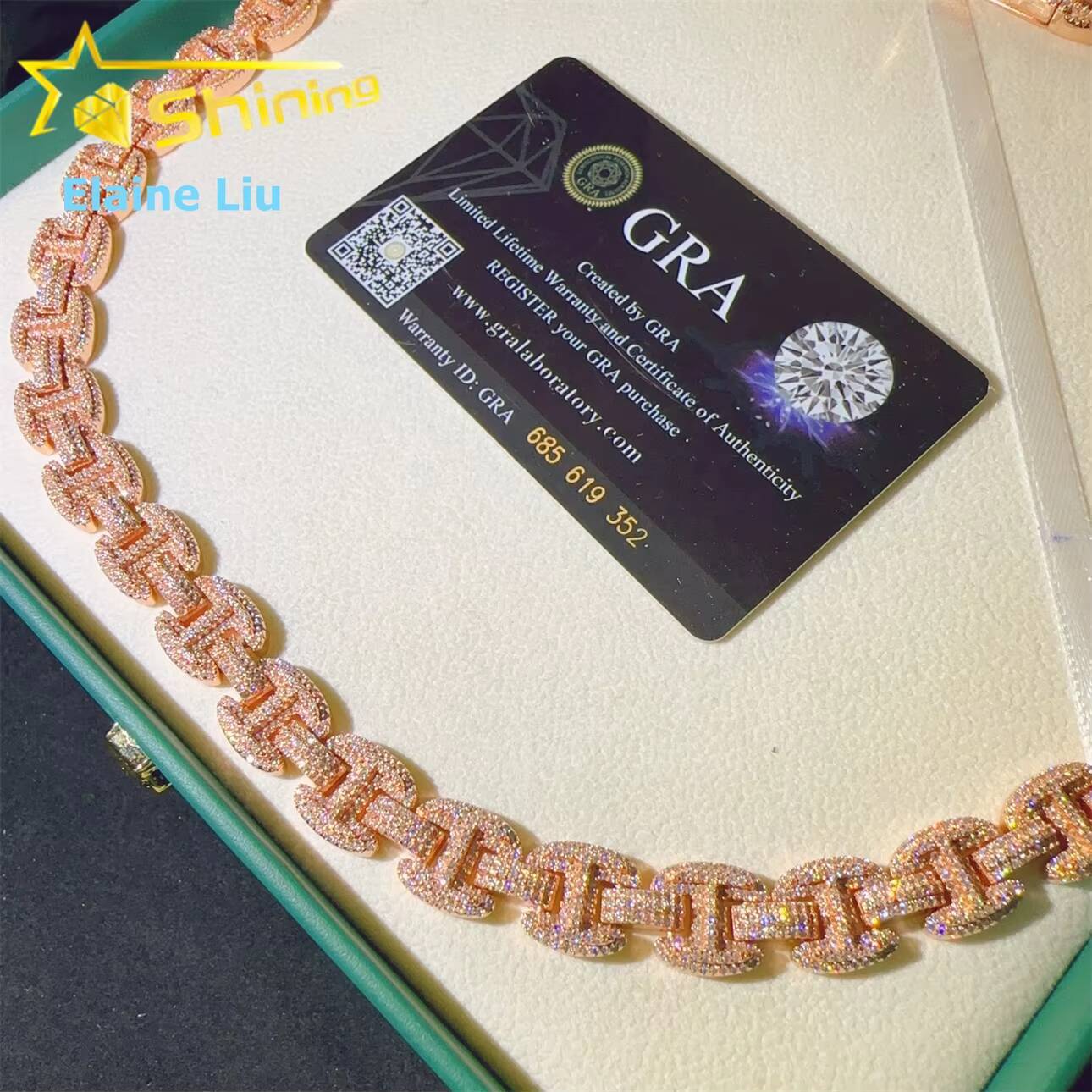 12mm Iced Out VVS Moissanite Diamond Sterling Silver 925 Cuban Link Chain Necklace Miossanite Hip Hop Jewelry