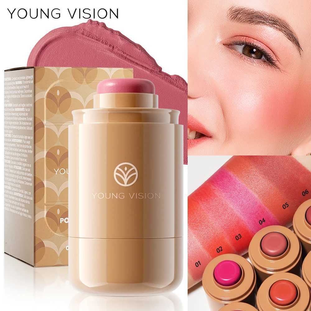 YOUNG VISION powder blusher stick natural 6 color matte portable lip and cheek pocket rouge cream W250911