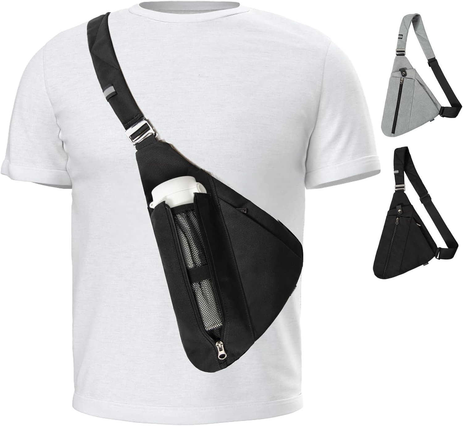 Sling Bag for MenRFID Crossbody Hiking Backpack Chest Shoulder Tactical Bag with Water Bottle Bag for TravelW250911