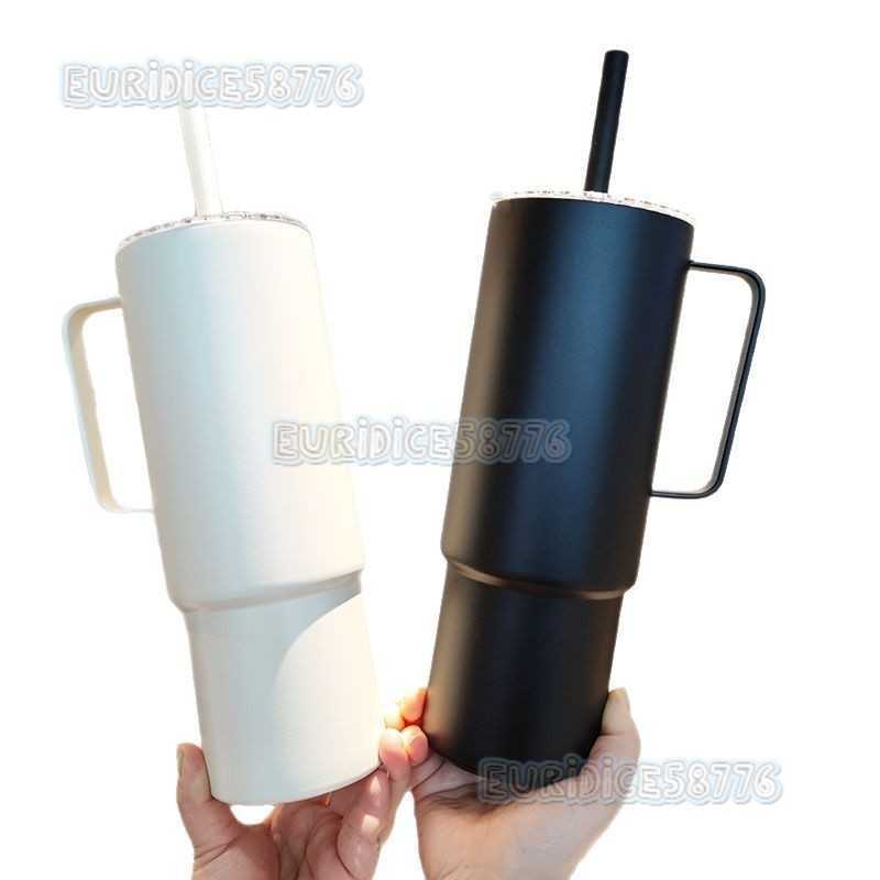 Handle Ice Cup 304 Stainless Steel Large Capacity Insulated Cup Outdoor Car Cup with Straw H250911