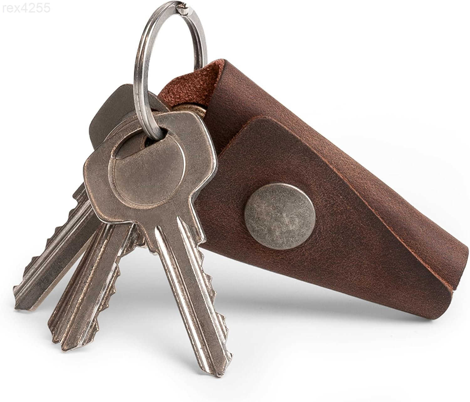 Hide Drink Full Grain Leather Wrap Keychain Organizer Snap Closure Key Ring Cover Silencer Sleeve Key Holder for MenW250911