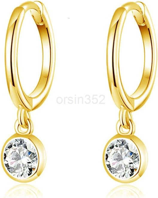 Hoop Earrings for Women Girls 925 Sterling Silver Charms Minimalist Tiny Round Cubic Zirconia Drop Dangling Cartilage Helix Tragus Diamond SolicateW25