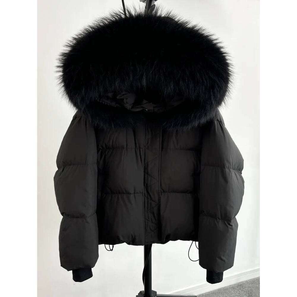 Lagabogy 2025 Real Raccoon Fur Puffer Jacket Women Hooded Winter 90% Duck Down Coat Thicken Waterproof Female Parka Snow Outwear