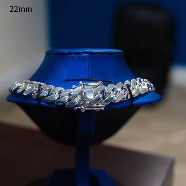 Custom 22mm Miami Cuban Link Chain Necklace High Quality 925 Silver with Gold Plating Classic Hip Hop Style for Weddings Gifts