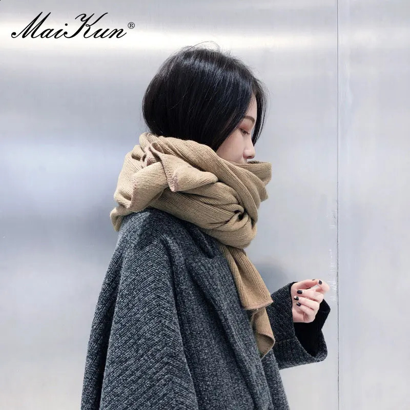 Maikun Thick Warm Scarf For Women Pure Color Ladies Imitation Cashmere Black Scarf Female Winter To Increase Ahawl 250909