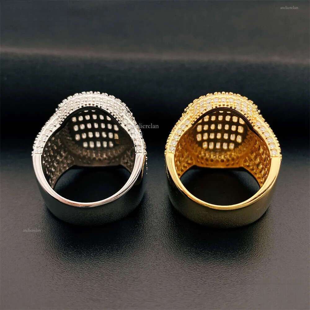 Hip-Hop Sier Inlaid D Color VVS Baguette Moissanite Ring Unisex Fashion Trend Full Dia