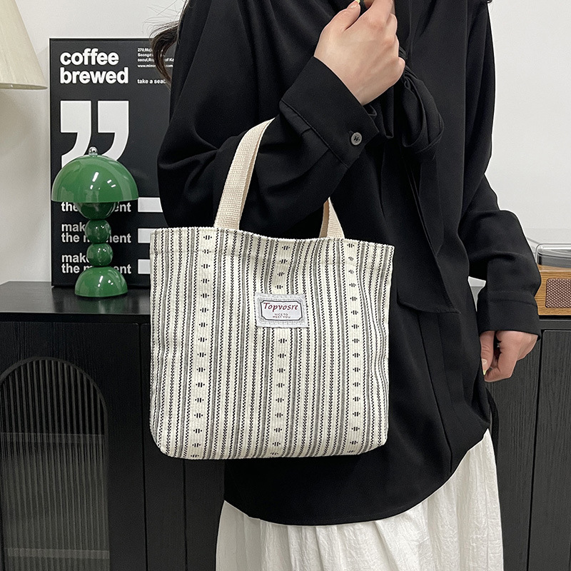 Fashion Striped Print Handbag For Women Designer Bag Lightweight Free Shipping Student Class Simple Storage Bag Office Commuter Luxury Bag Lunch Bag