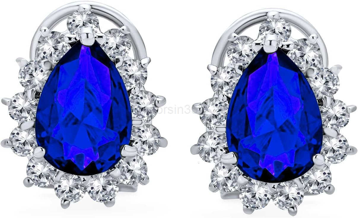 Vintage Style Crown 15 CT AAA CZ Halo Oval Black Red Green Clear Cubic Zirconia Stud Earrings For Women Simulated Gemstone Colors Silver Plated BrassW