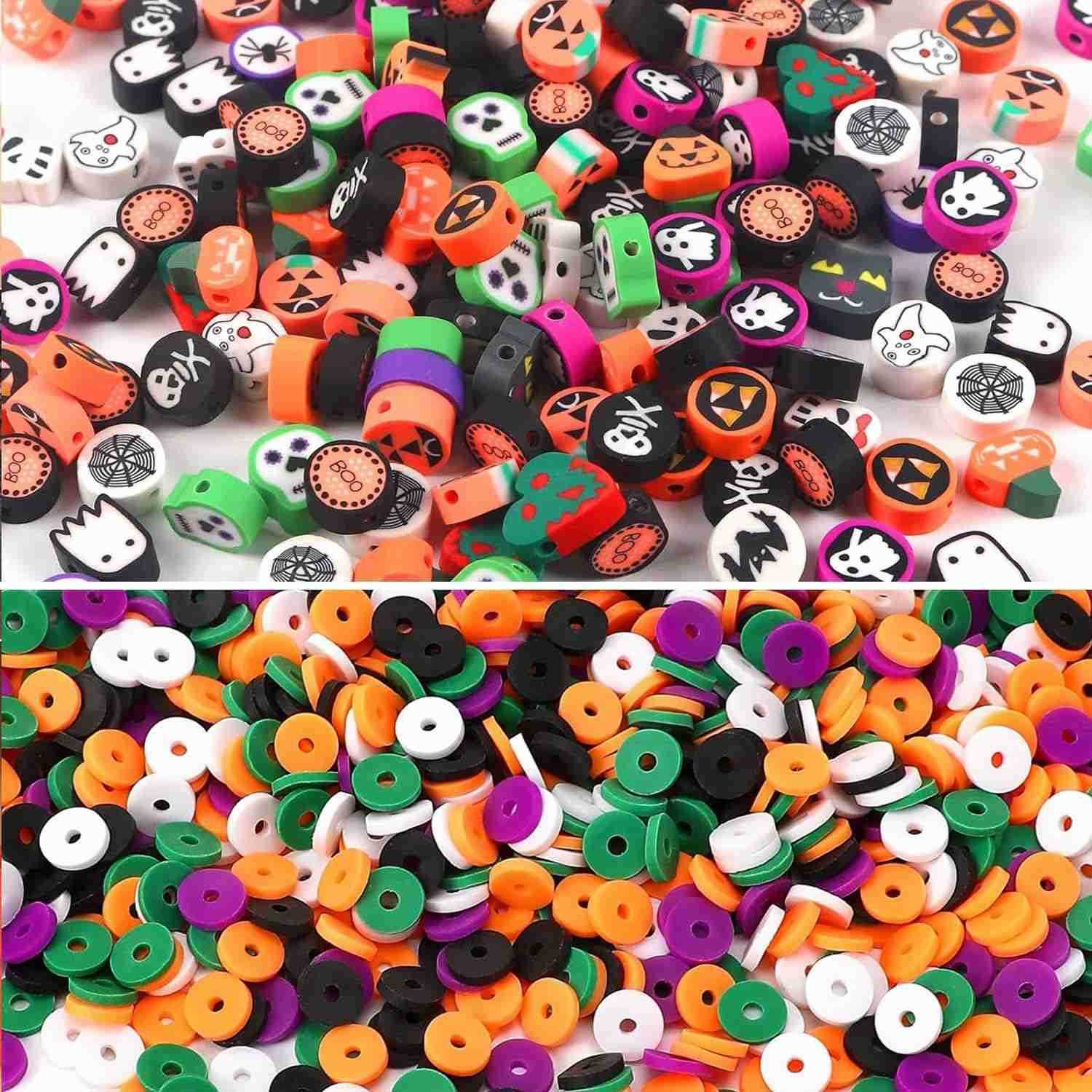 1480pcs Halloween Polymer Clay Beads Charms Friendship Necklace Earring Jewelry Making kit Accessories for Arts Crafts DIY Birthday Gifts for Women Gi