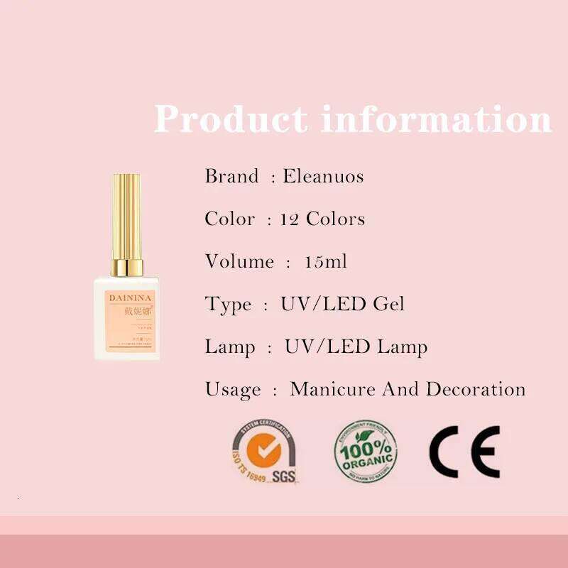 Eleanuos Autumn Winter Red Mixed Gel 12 Color Set Gloss High Quality Durable UV Dia Finish Nail Salon 15Ml Ice Nude