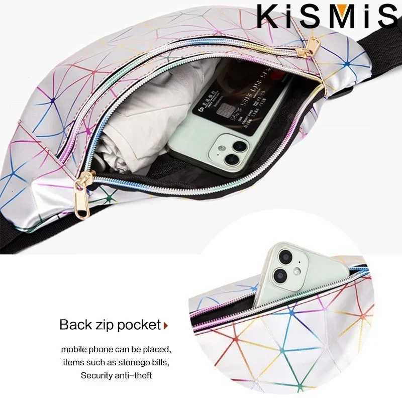 Glitter Waterproof Waist Pack for Women Laser Design Fanny Pack Stylish Belt Bag for Outdoor Sports Hiking Running Shopping Z250911