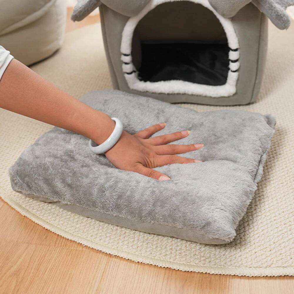 designer brand PC Gray Detachable Cat House Semi Enclosed Four Season Universal Nest Small Shelter Washable Pet Supplies