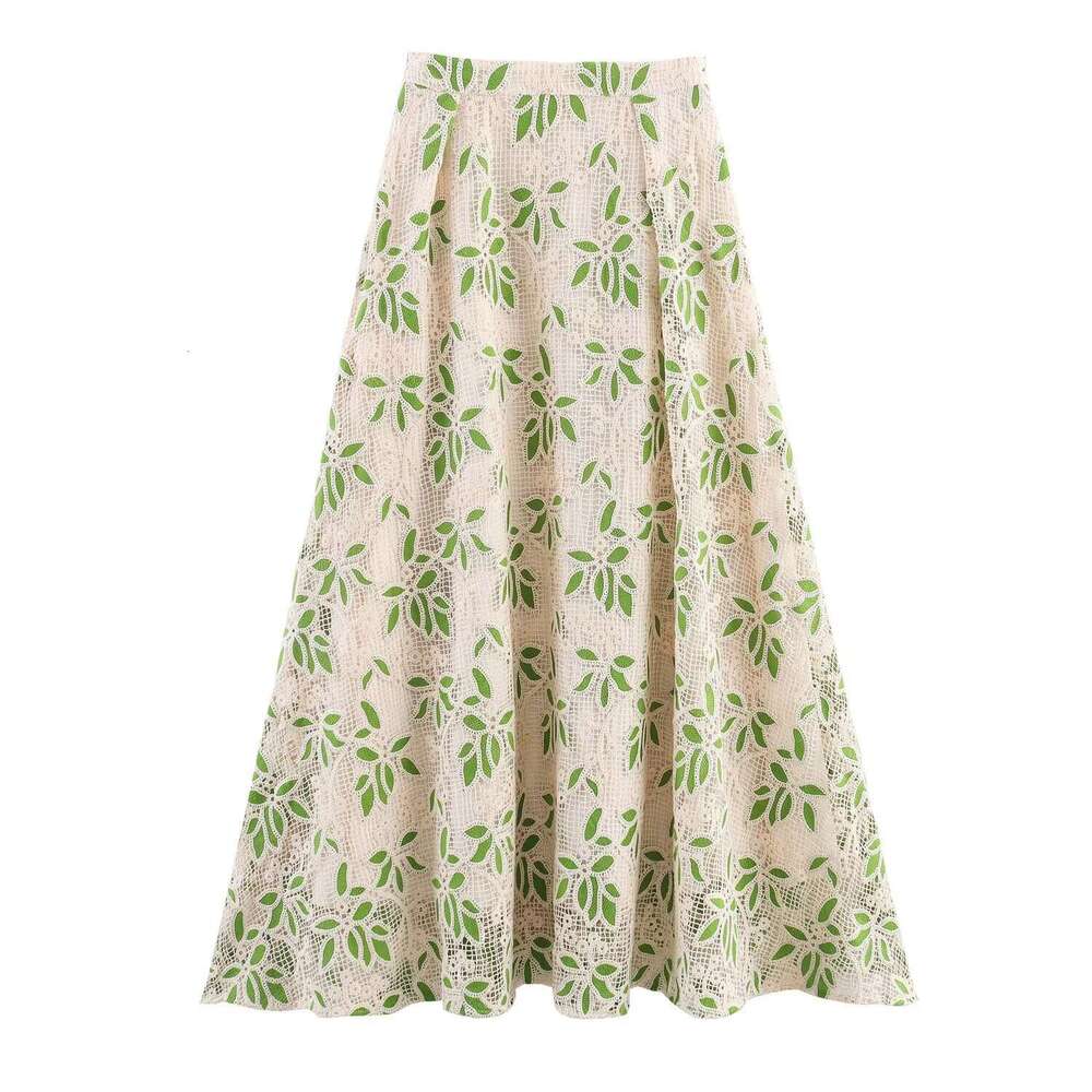 DHEssentials INS Summer Hollow Embroidery Style 2025 New Elegant Slimming Fashion Two-Piece Set