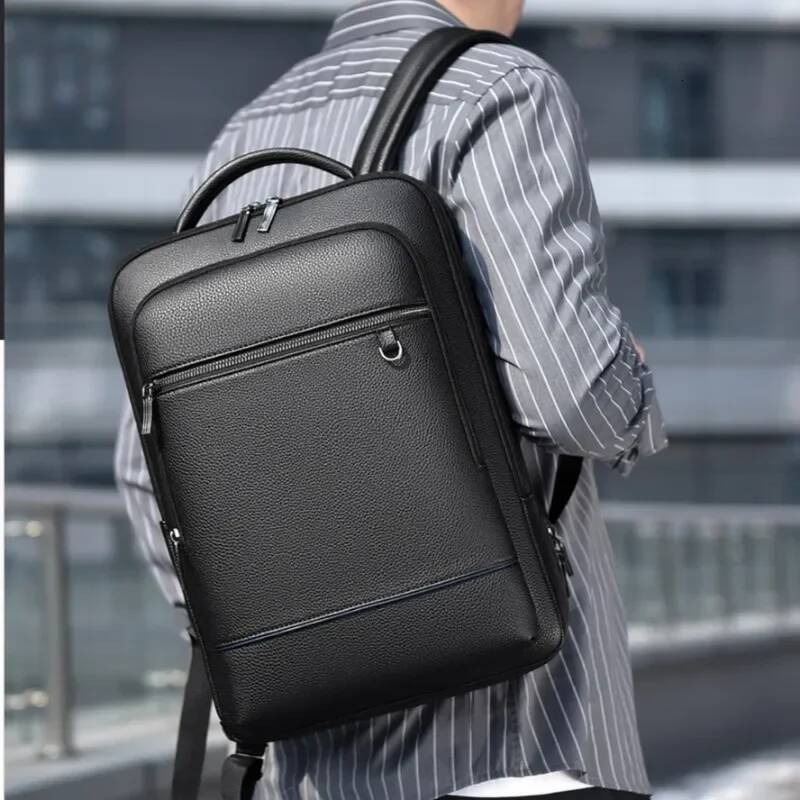 Executive Backpack Men PU Leather Satchel USB Charging Briefcase Travel Laptop Office Business Shoulder Back Pack Male high-quality